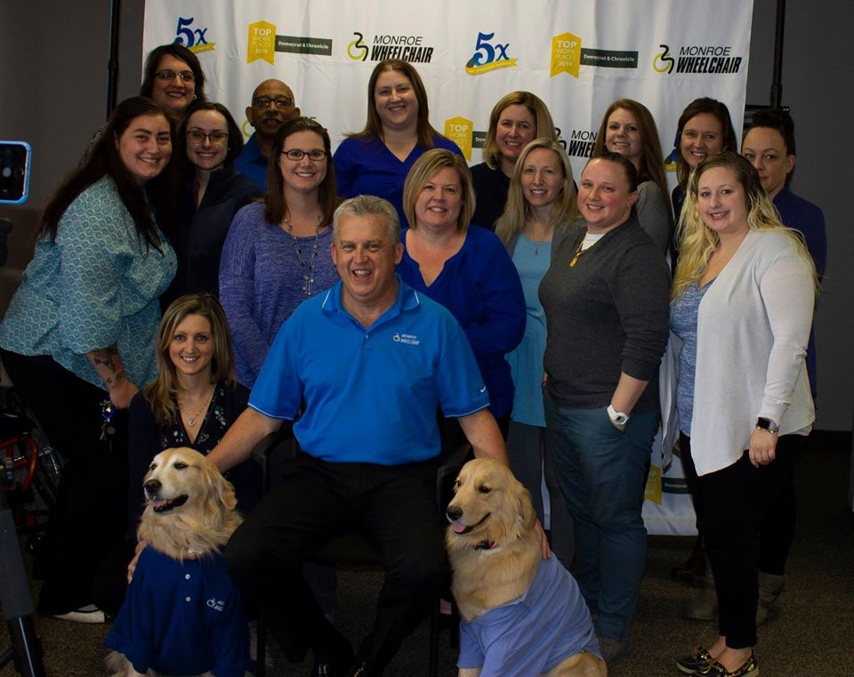 Several staff members wore blue for Autism Awareness Month