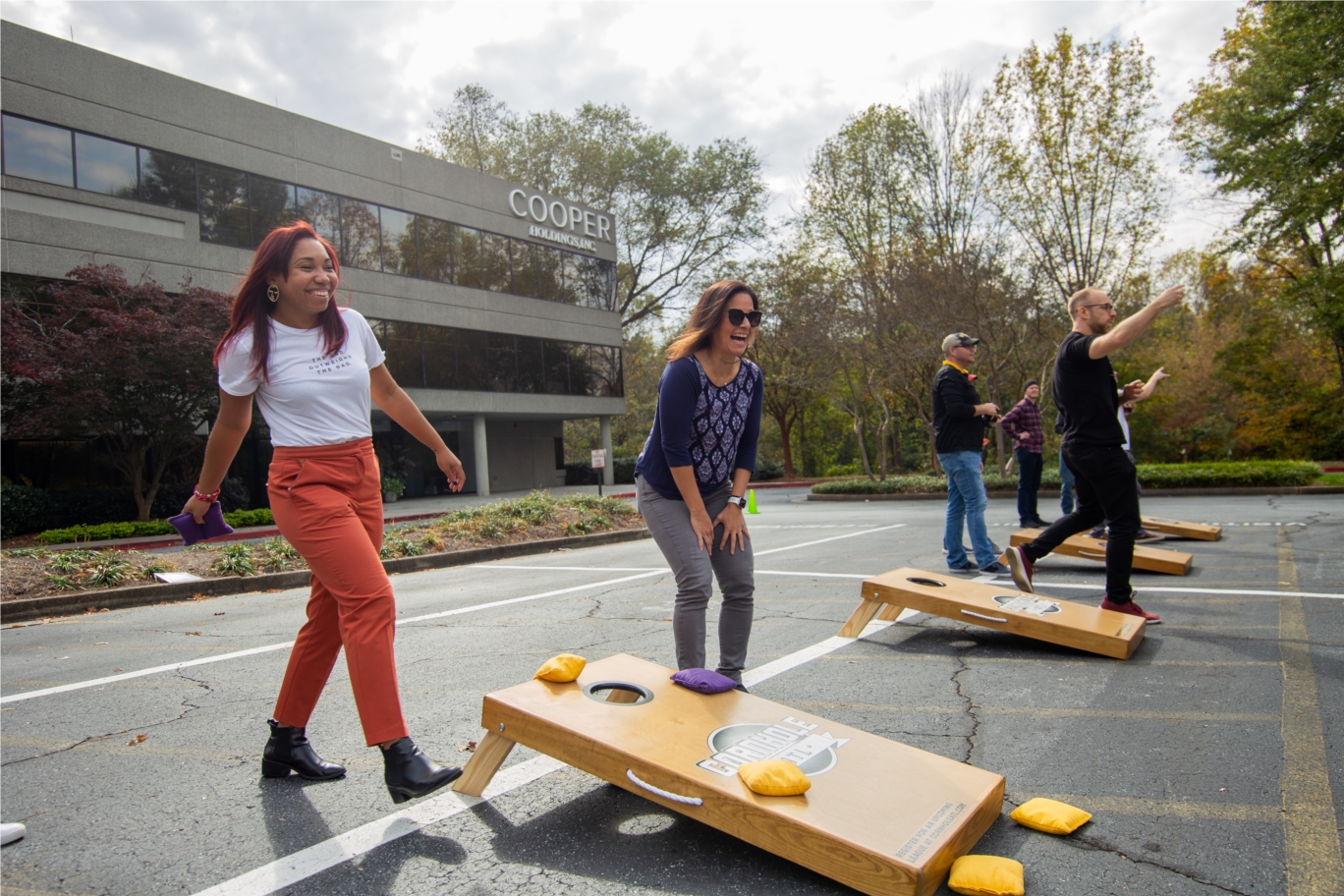 The annual cornhole tournament is a favorite among employees and brings out everyone's competitive side.