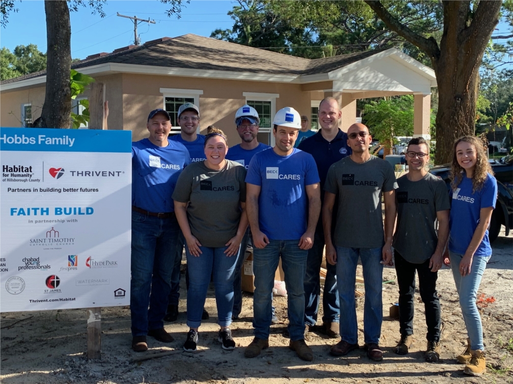 Beck employees volunteering with Habitat for Humanity. 