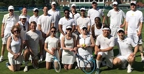 Employees spent the afternoon on the tennis courts. 