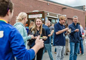 Employees enjoy monthly summer barbecues and food truck visits!