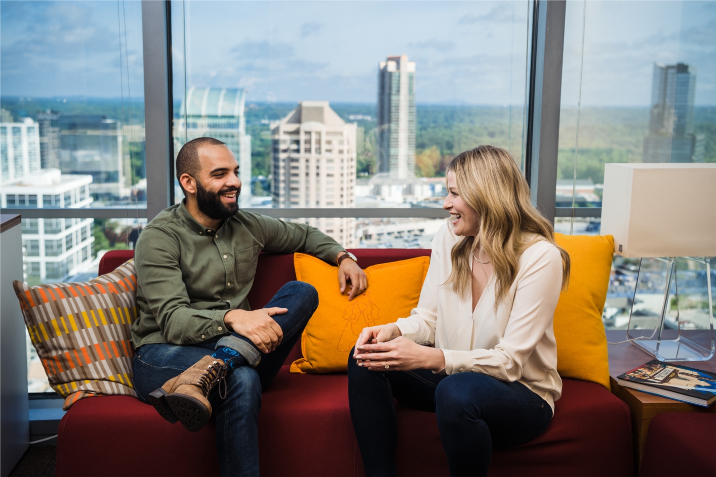 Salesforce colleagues during a meeting. 