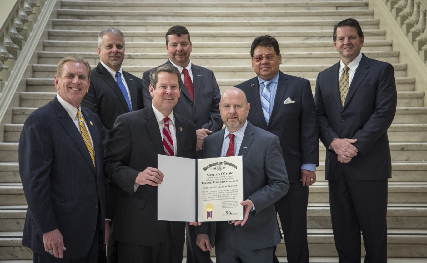 HOMESTAR's CEO Wes Hunt and his Top Leadership receiving the tremendous honor of being recognized as an Outstanding Georgia Business 