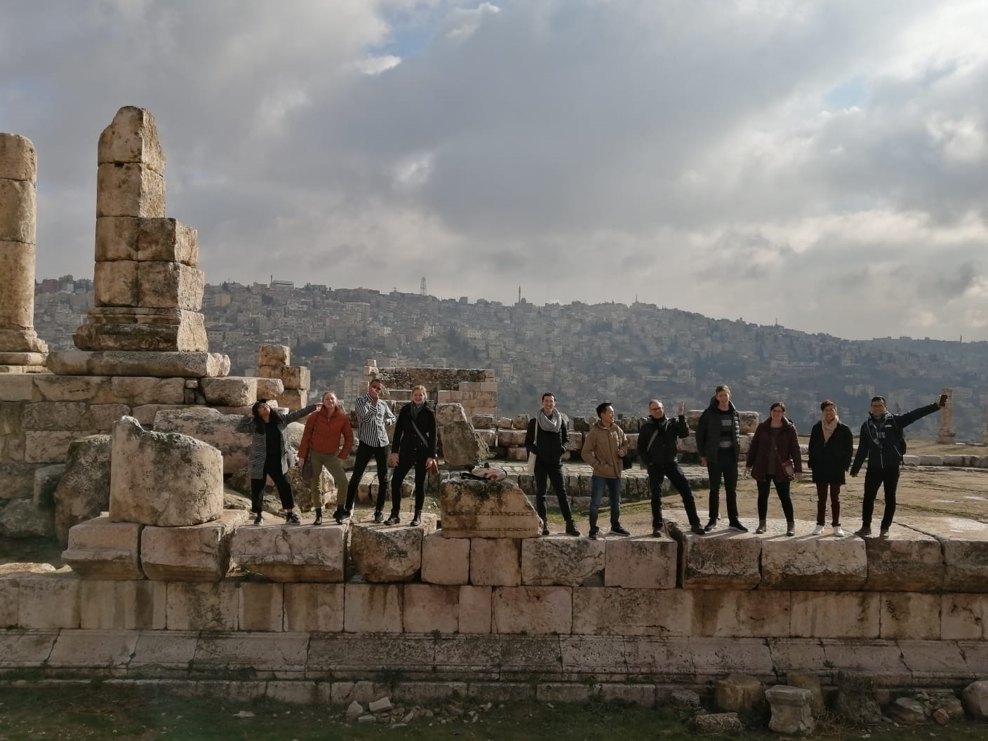 Our company held a conference in Amman, Jordan for all our people to meet from around the world and learn and team-build together. Here's a group posing at the Amman Citadel!