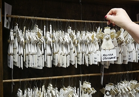 Thousands of hand painted inscribed angels represent Summit County victims of homicide.