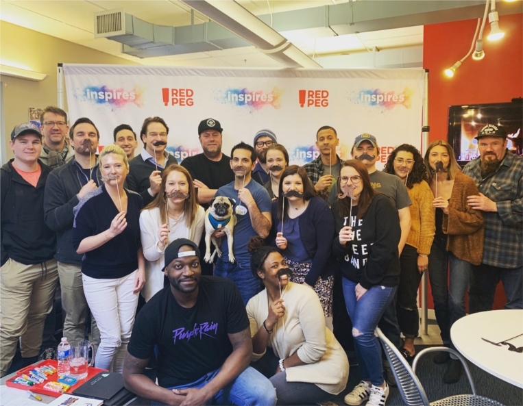 RedPeg Inspires is our quarterly speaker series designed to educate, challenge and encourage conversation between our team, clients and partners. Here, Justin Coghlan, Co-Founder of Movember joined us for a group photo after an inspiring chat. 
 