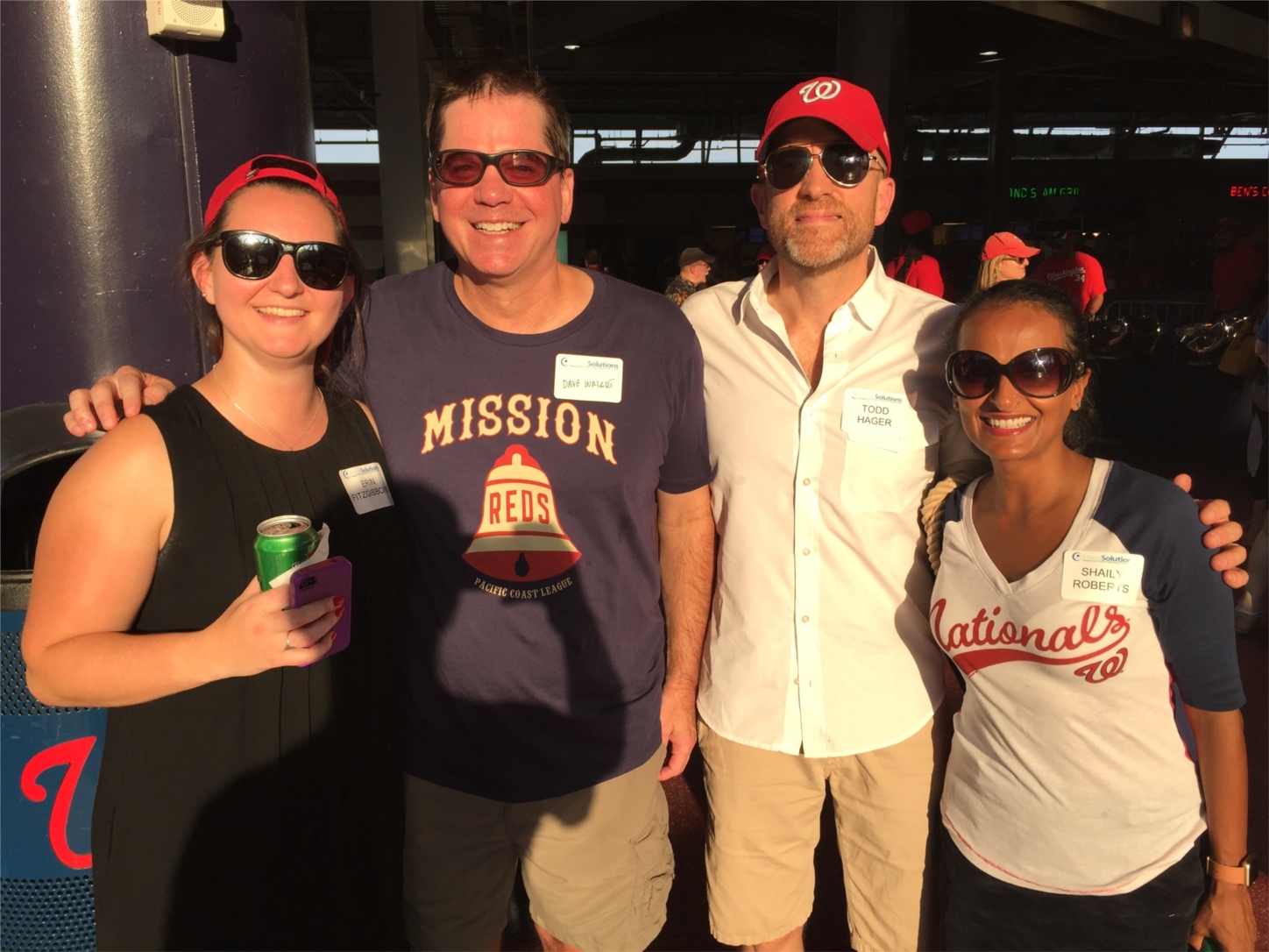 Enjoying an evening out at a Nationals Baseball Game.