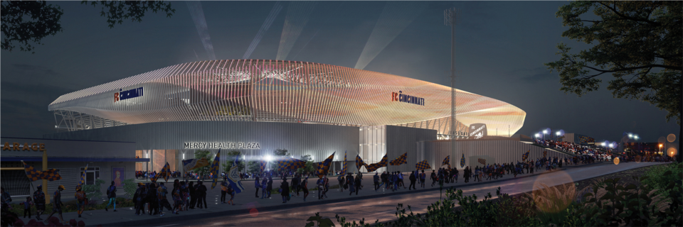 The new FC Cincinnati MLS Stadium is being designed by Elevar and Populous.