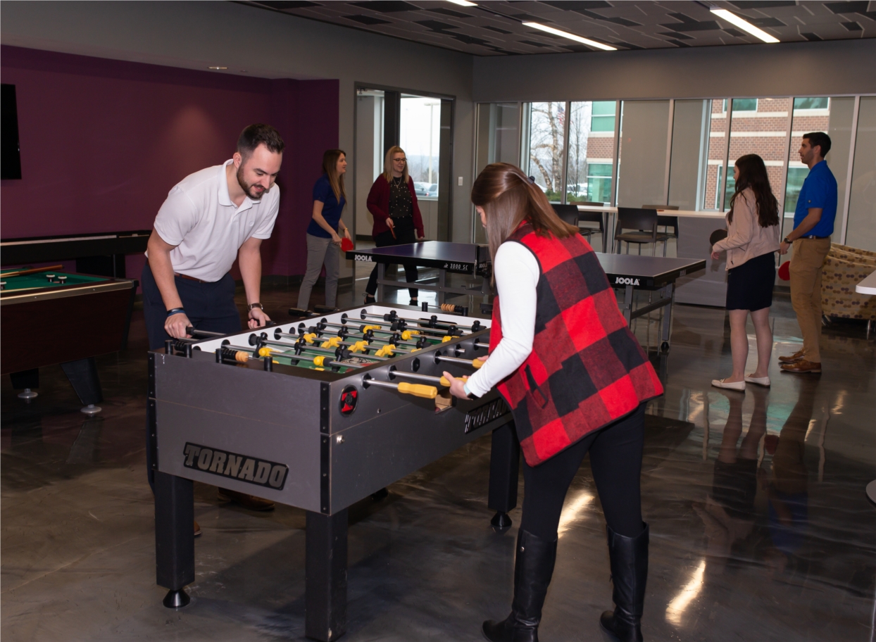 Employee fun in the game room