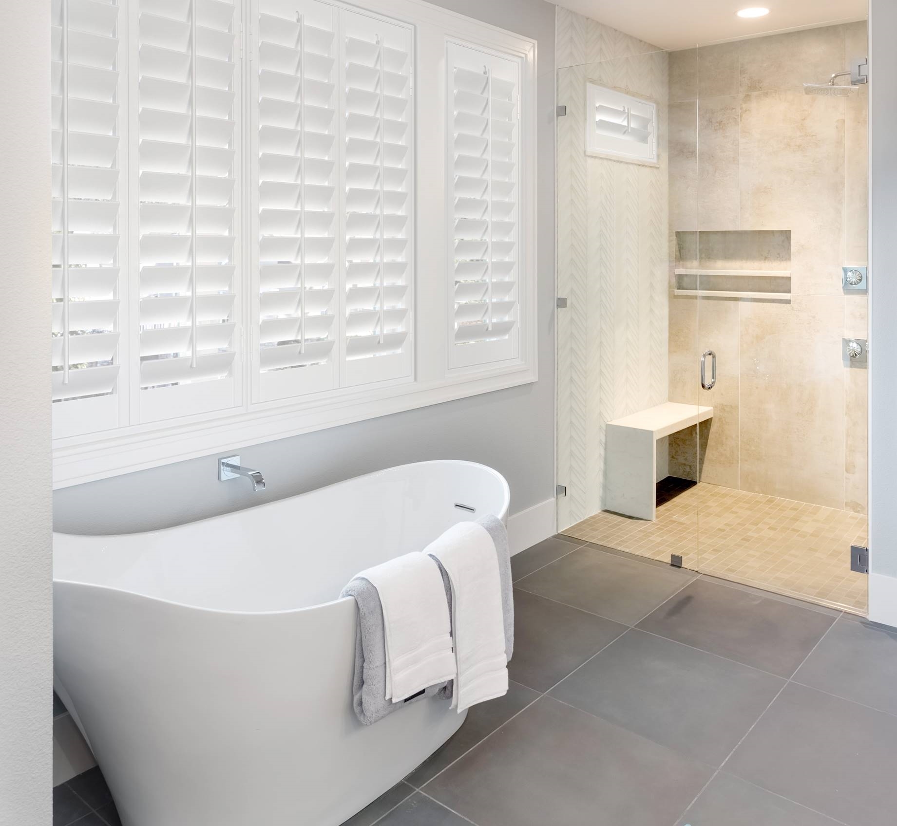Being moisture resistant , Polywood Shutters have the innate ability to take on humidity like a champ, thus are an ideal window treatment for bathrooms.
