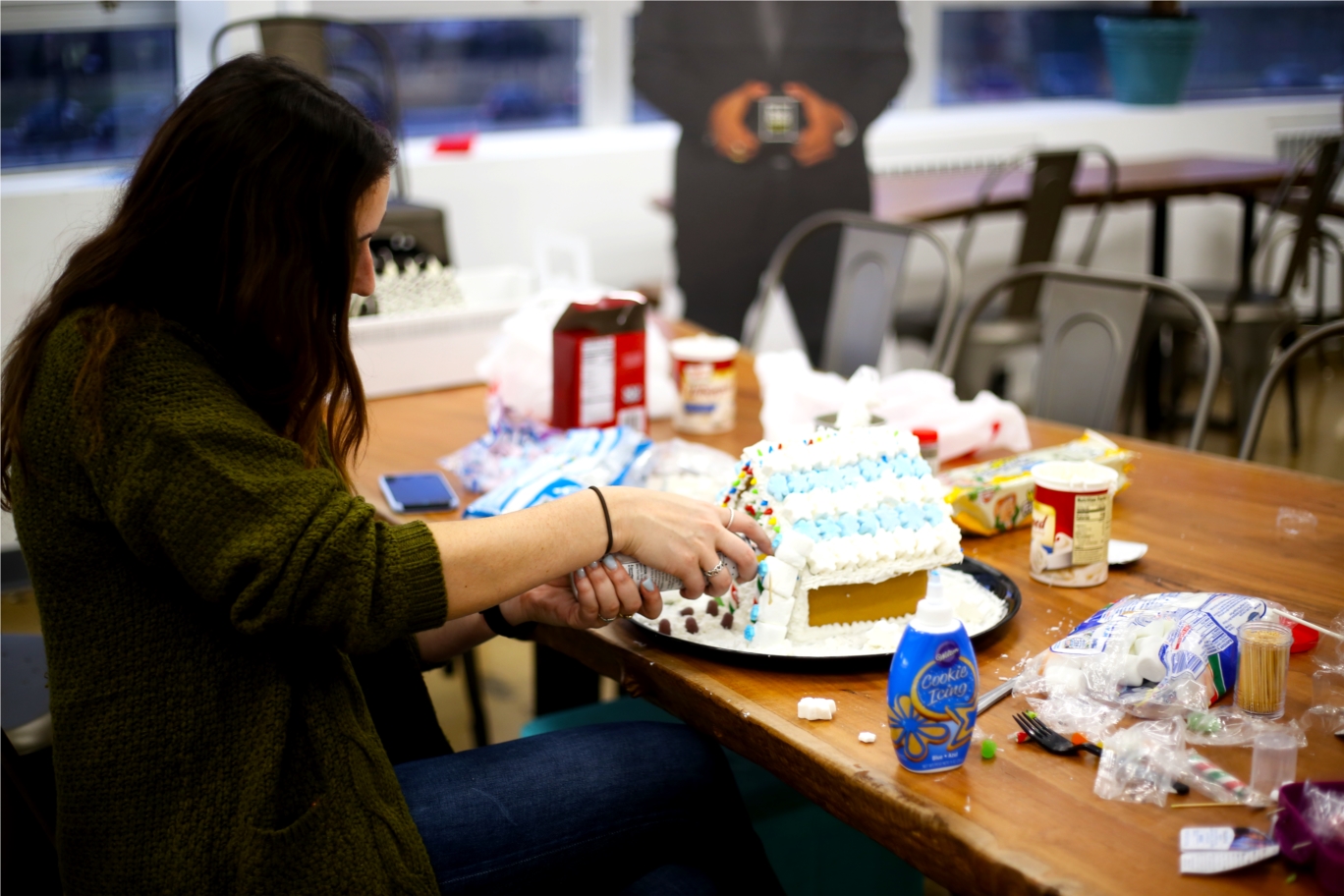 We love celebrating holidays in the office! Each holiday comes with pot luck phamily lunches and fun activities. This year, we made gingerbread houses for our local boys and girls club to vote on their favorite. 