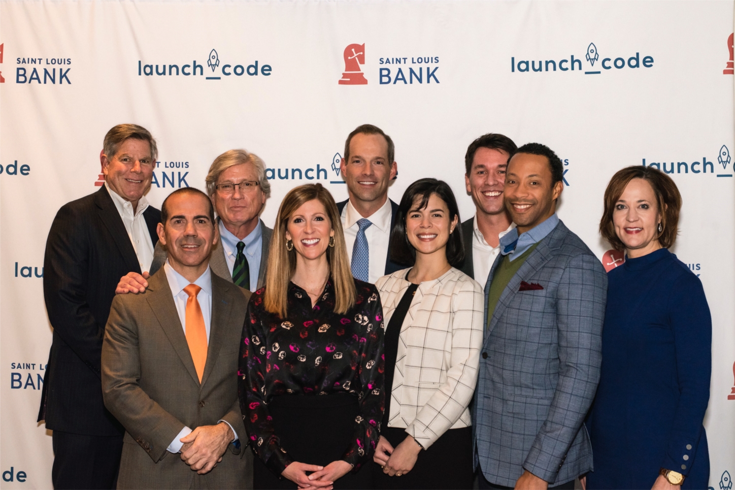 Saint Louis Bank team members at the Saint Louis Bank LaunchCode event held at The Last Hotel in downtown St. Louis. As one of our core brand values, Pride of Place, states, we are proud of our St. Louis heritage and even more enthusiastic about its future. We celebrate, support and are committed to champions of our community like LaunchCode. Supporting and investing in our community is what drives Saint Louis Bank.
