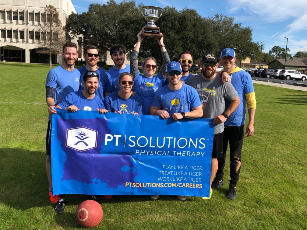 PT Solutions' team members won the inaugural kickball tournament hosted by LSU Health Sciences Center New Orleans Department of Physical Therapy! 