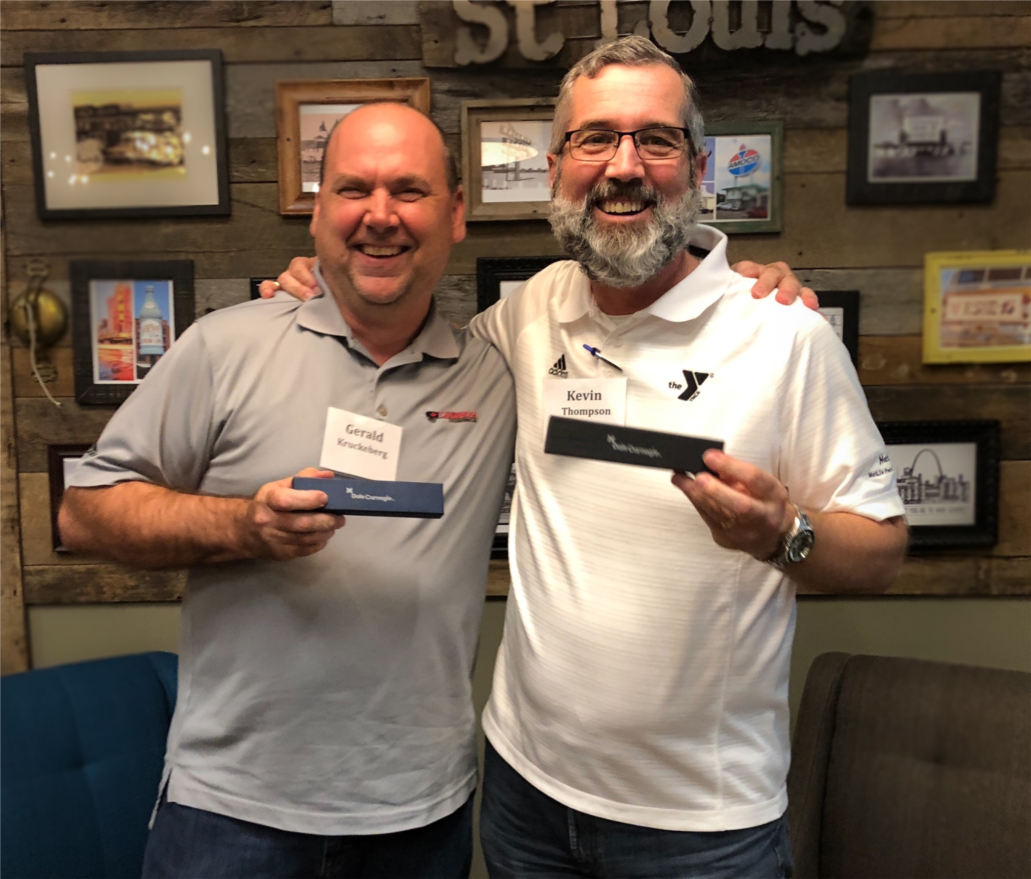 Gerald Kruckeberg and Kevin Thompson accept their peer-awarded growth awards during the Dale Carnegie leadership training course. In 2019, all 150+ employees of Cambridge Air Solutions completed this course for personal and professional develoment.