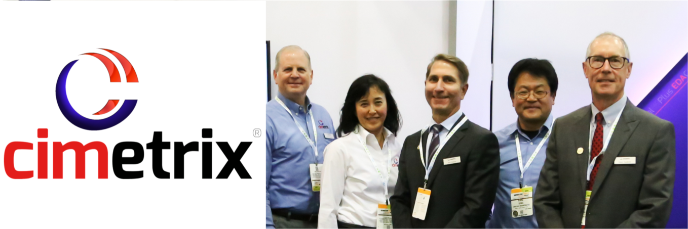 Cimetrix logo with employees at tradeshow.