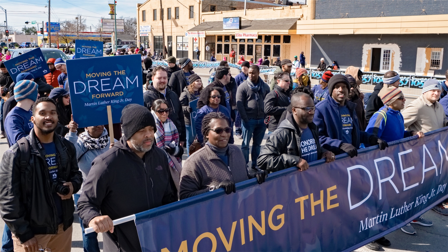 USAA employees participating in Dallas MLK Parade