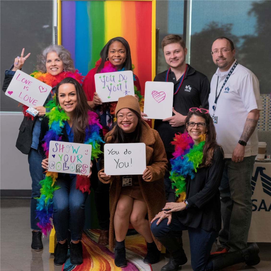 USAA offers many Diversity Business Groups, in this photo employees are celebrating National Coming Out Day