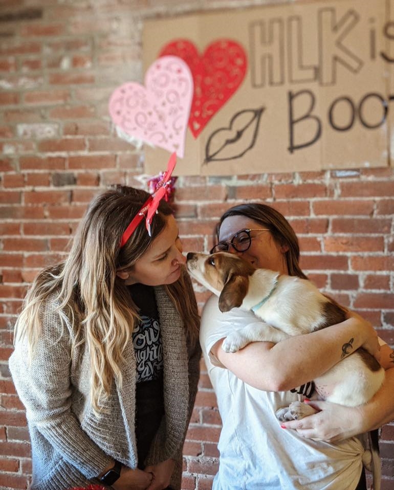 HLK sponsored a puppy kissing booth for Valentine's Day 2020 to support Stray Rescue.