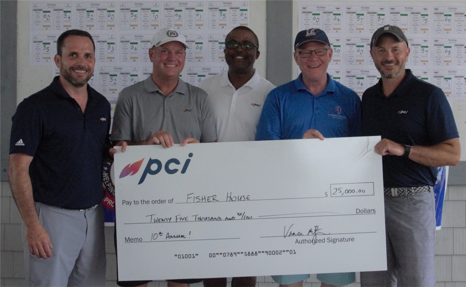 PCI's Leadership Team presents the Fisher House with a $25,000 check at the 2019 PCI Charity Golf Outing. To date, PCI has donated over $200,000 to provide assistance to our nation's veterans and their families.