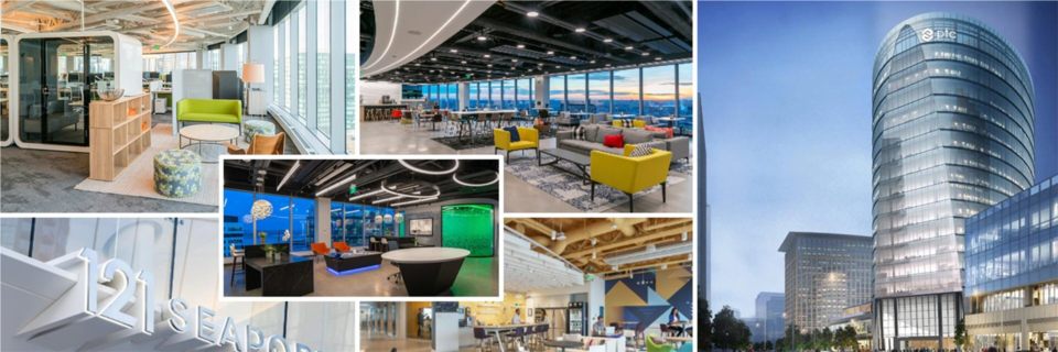 PTC's global headquarters, located at 121 Seaport Blvd. in the heart of Boston's Innovation District, was designed with collaboration in mind. From standard workstations that feature dual-monitors, to varying-sized meeting rooms, to soft-seating options, there is a space built for anything you can imagine.