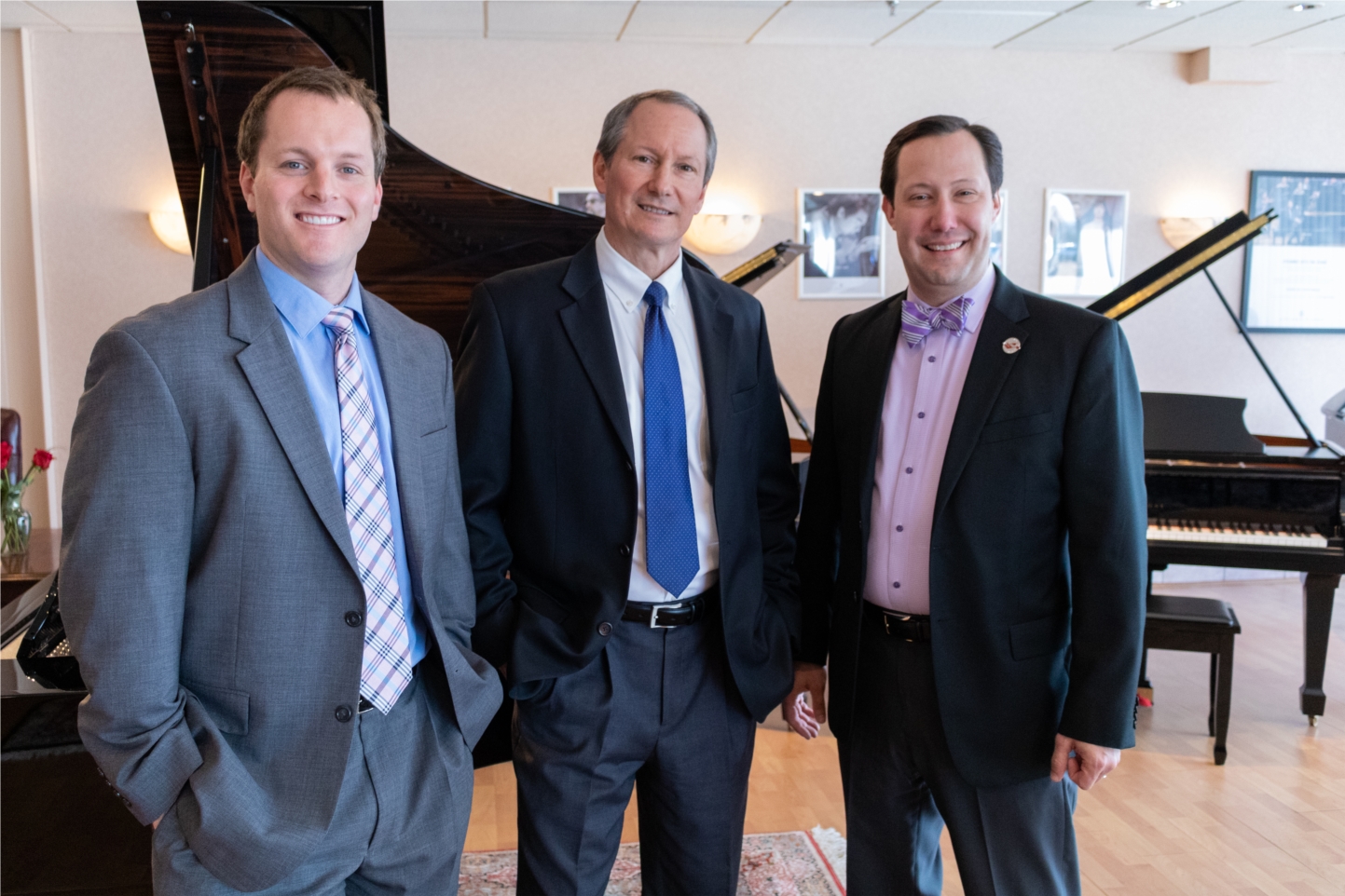 photo of Amro Music ownership. From left to right:  Nick Averwater, Vice President; Pat Averwater, Chairman; CJ Averwater, President.