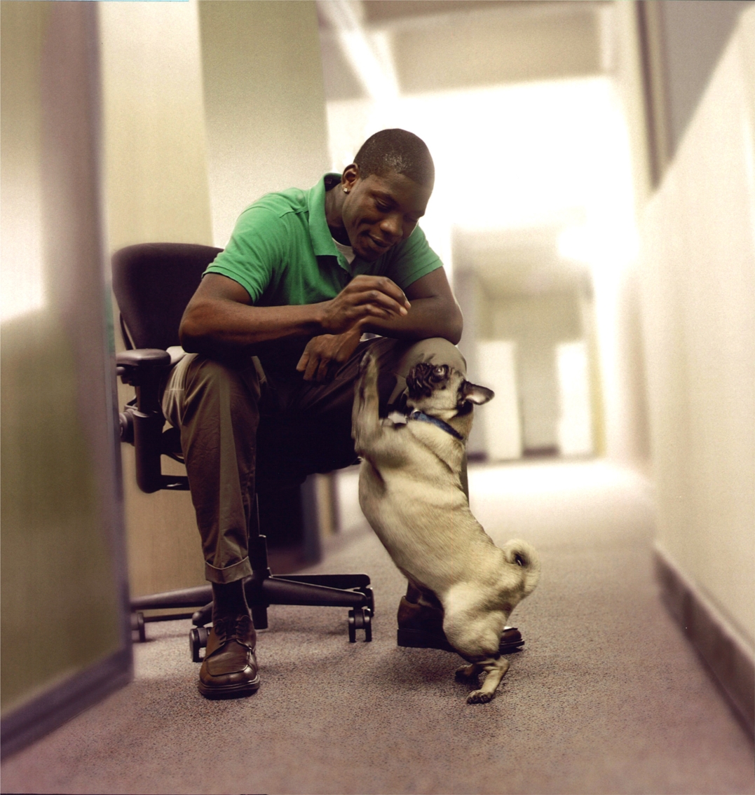 Bassey Eno-Idem, a Team Leader within our Customer Development Group (CDG) enjoying a little #PetsAtWork