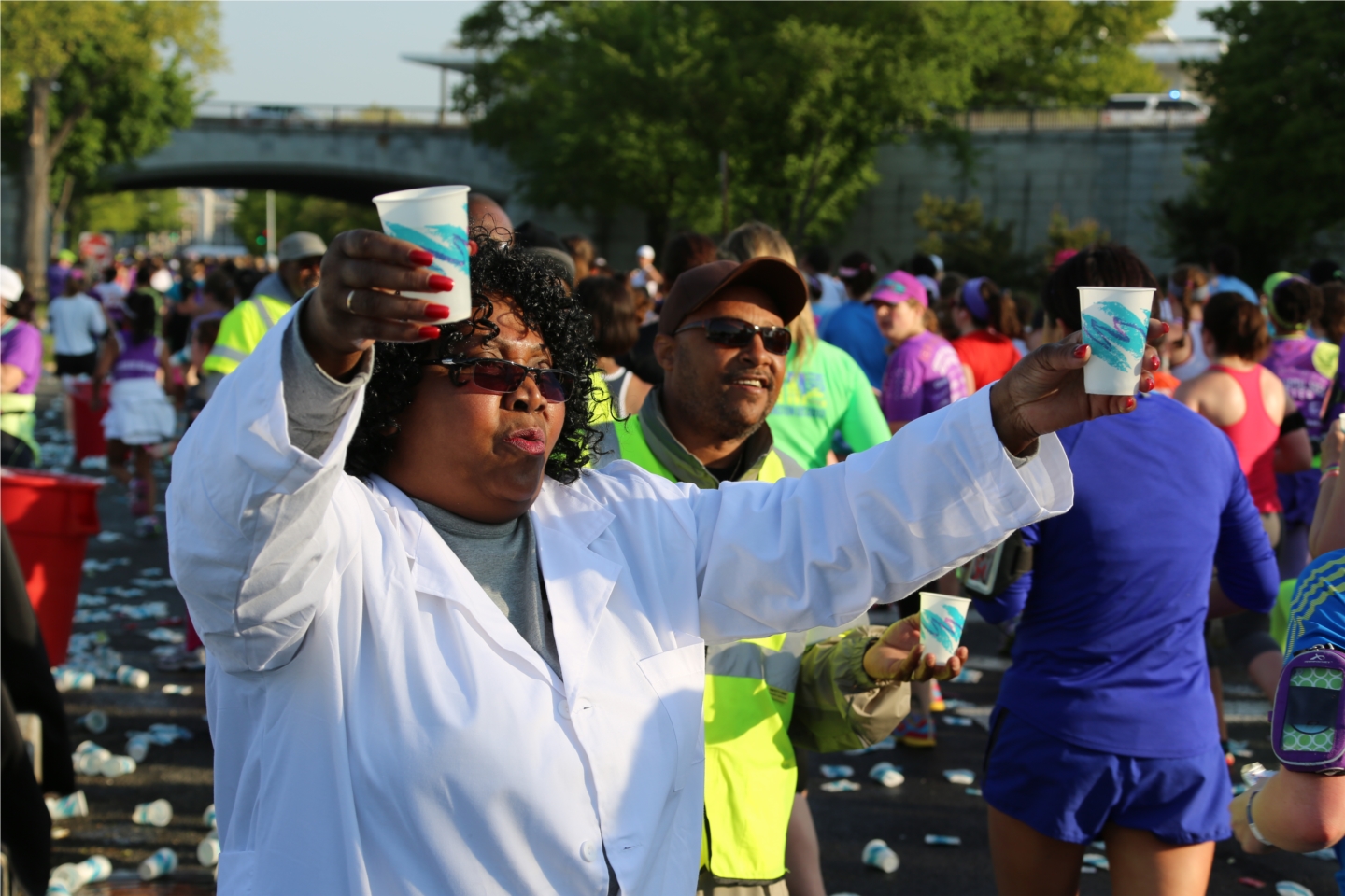 Volunteering at Nike Women's Half Marathon for the Leukemia and Lymphoma Society - about 30% of PhRMA staff participate in this event!