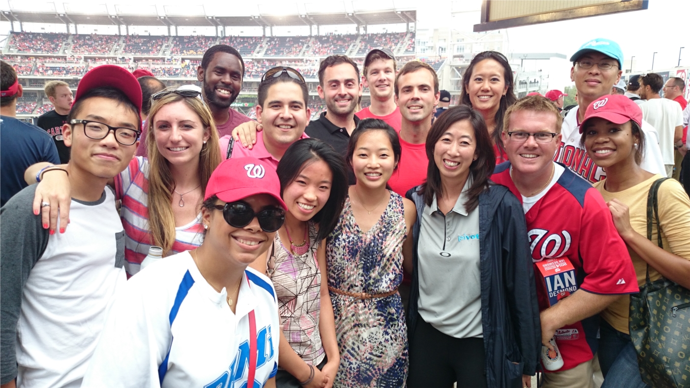BRMi employees and friends often attend events outside of business hours, like watching Washington Nationals games!