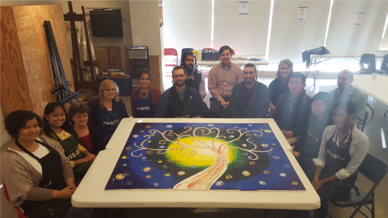 ESAC artists create a mural for Tree House. 