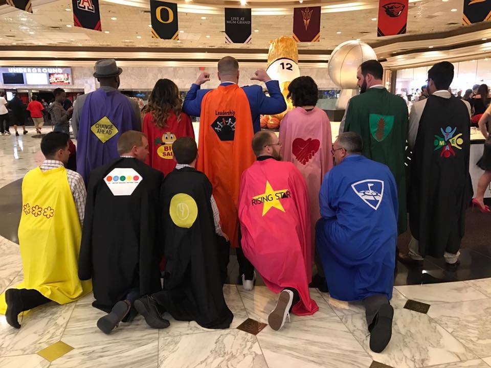 Topgolf Loudoun Associates who were annual Star Award winners were flown to Las Vegas for the awards ceremony. The Associates dressed in their Superheroes of Change capes and posed in the lobby of their hotel at MGM Grand Hotel & Casino, adjacent to the Topgolf Las Vegas location.