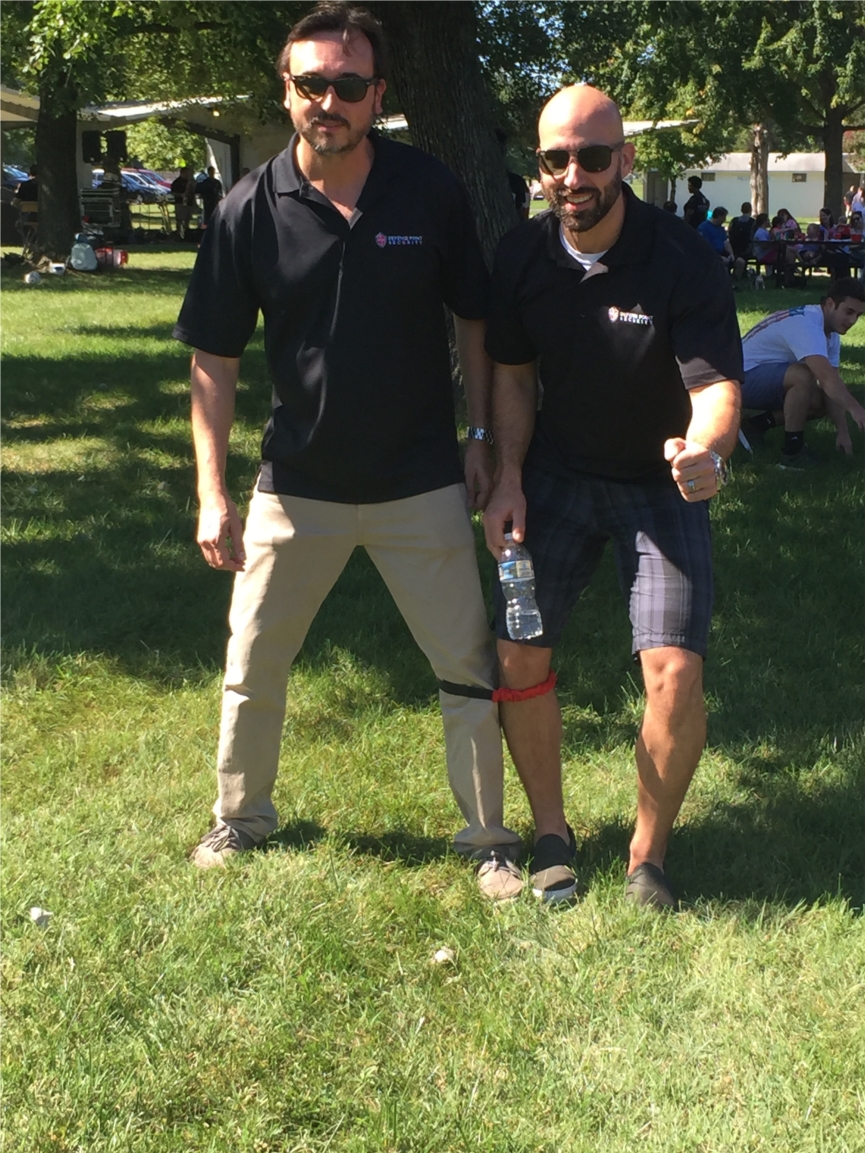 George McKenzie, CEO and Josh Nacol, COO participating in the 3-legged race at the annual DPS Company Picnic.